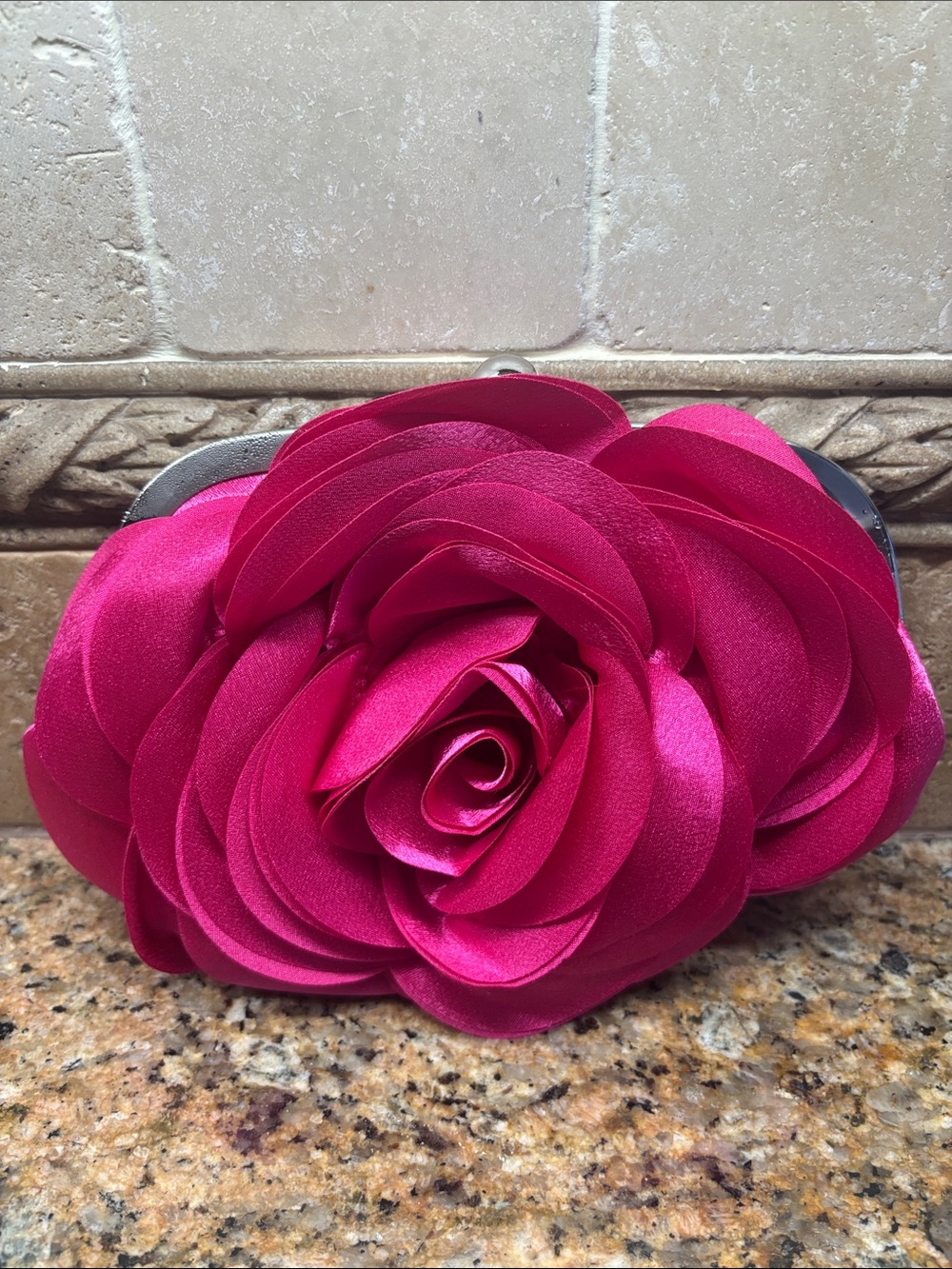 Hot Pink Rose Floral Clutch